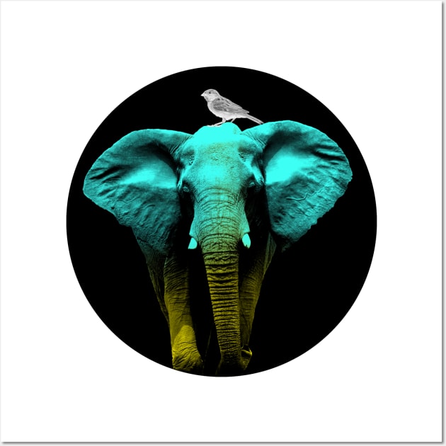 Elephant and a Sparrow Wall Art by Vin Zzep